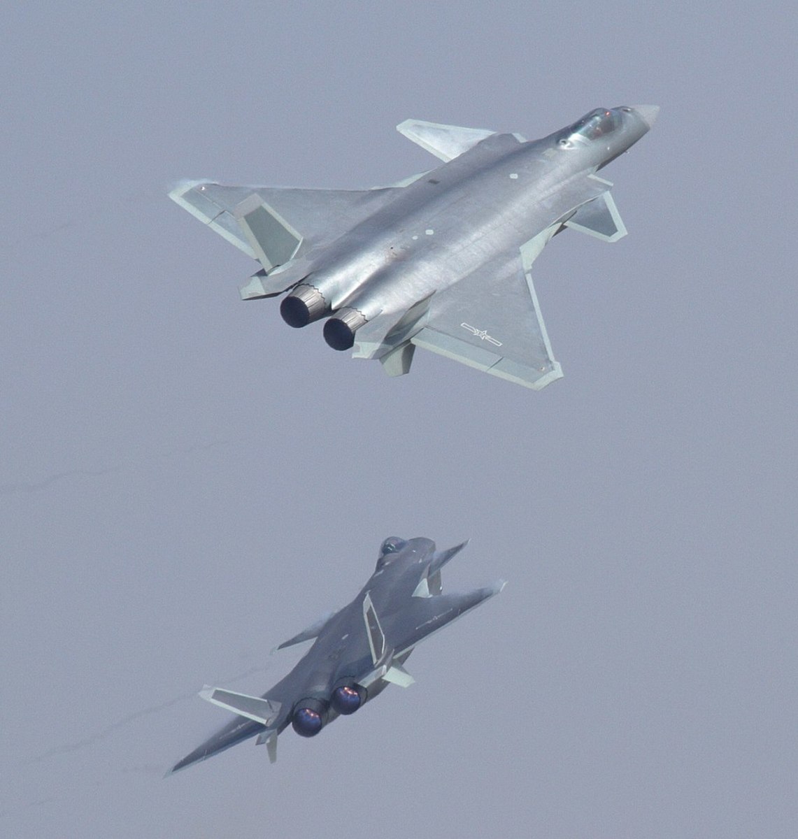 The two Chengdu J-20s making their first public appearance at Airshow China 2016