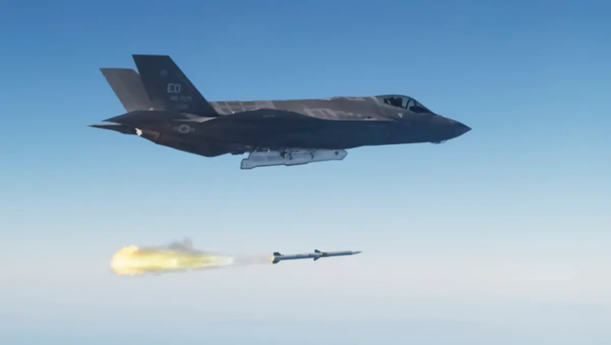 File; F-35A conducts first live fire with AMRAAM