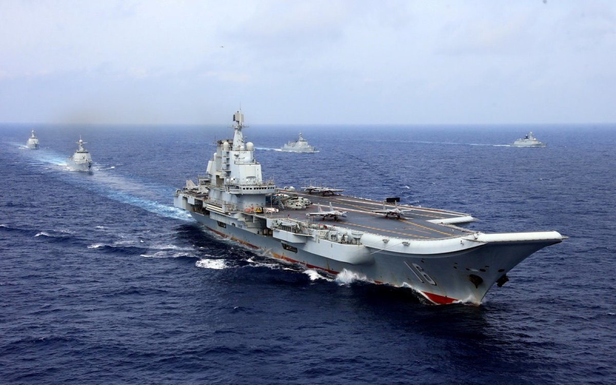 China’s aircraft carrier Liaoning takes part in a military drill of Chinese People’s Liberation Army (PLA) Navy in the western Pacific Ocean, April 18, 2018. PLA Photo