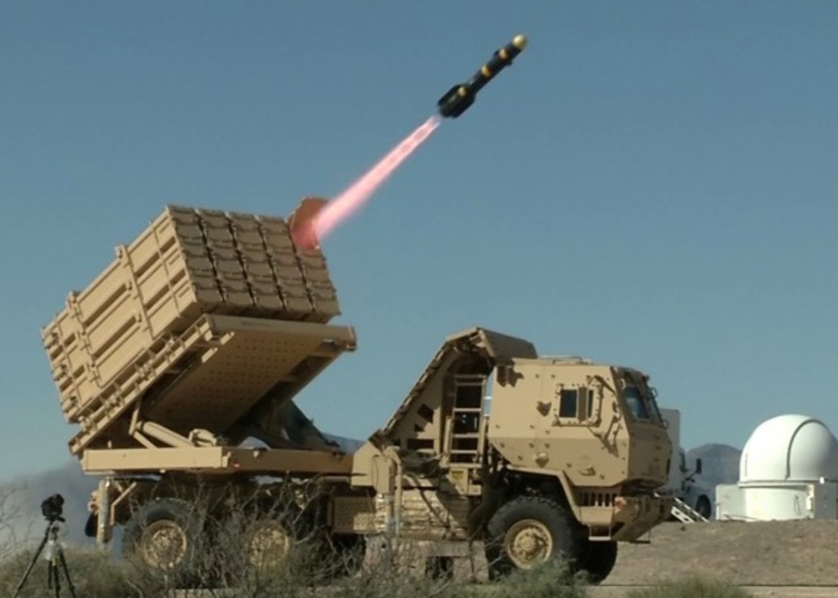 The Indirect Fire Protection Capability increment 2-I Multi Mission Launcher fires a Longbow Hellfire missile during a test at White Sands Missile Range, N.M., in 2016. The proposed FY20 budget includes funds to field two "Iron Dome" batteries as int... (Photo Credit: U.S. Army)