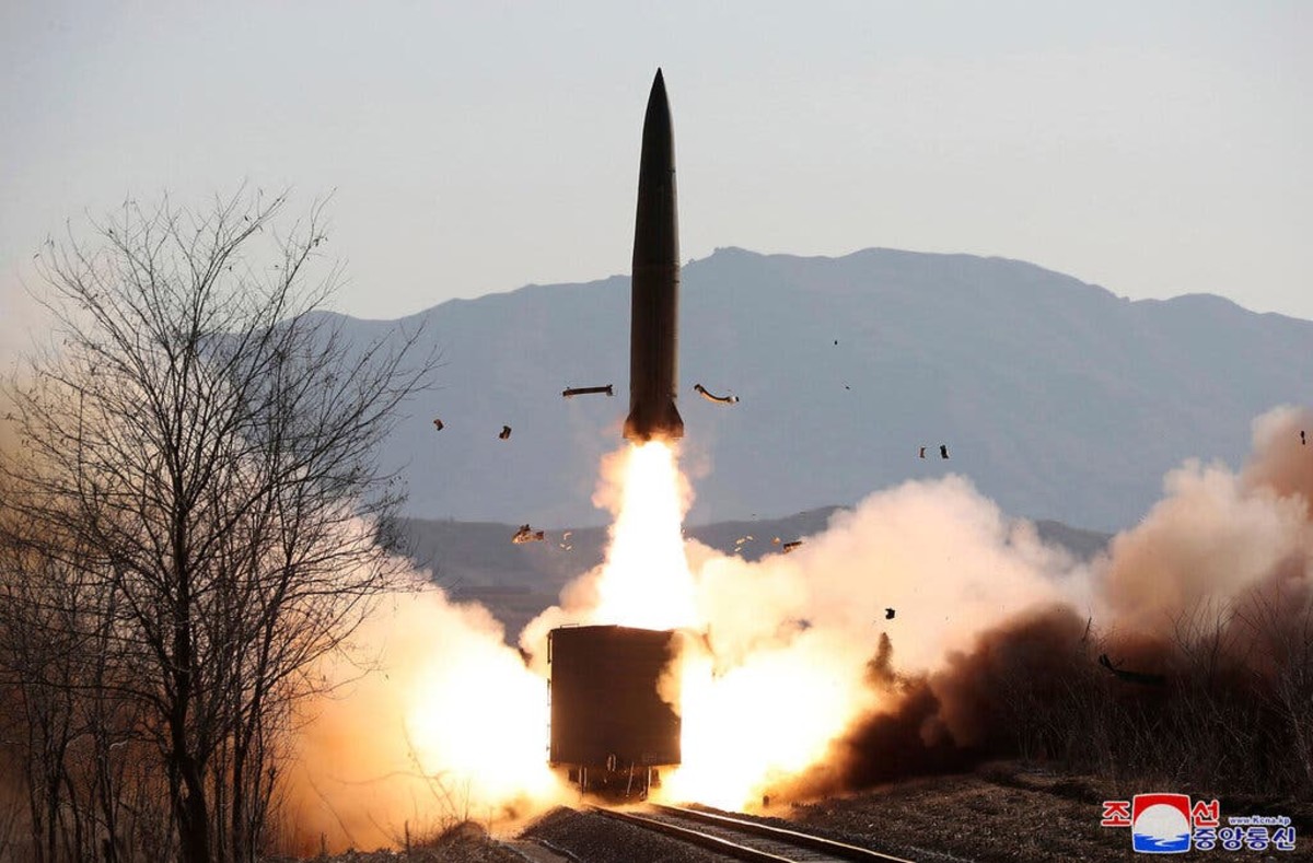 A photograph released by the North Korean state media on Saturday shows a missile test in North Pyongan Province.Credit...Korean Central News Agency via KNS, via Associated Press