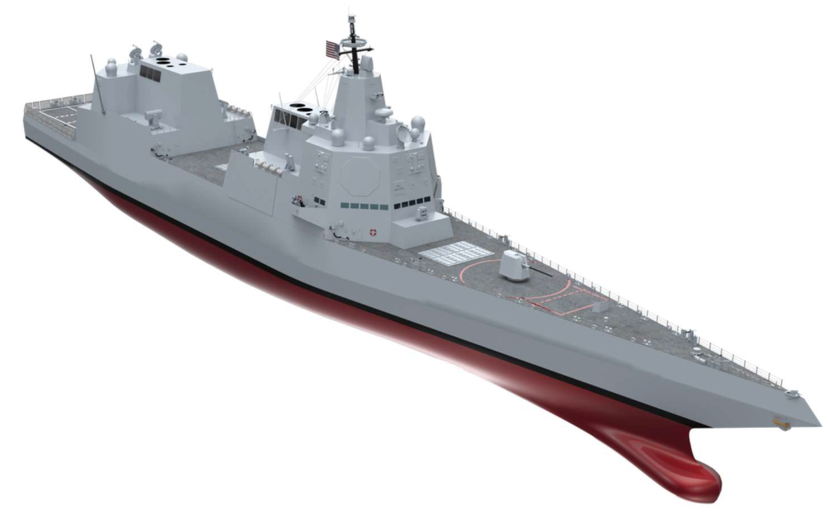 English: DDG(X) concept from Program Executive Office Ships (PEO Ships) as presented in the 2022 Surface Navy Association symposium