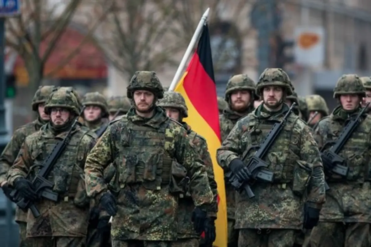 Soldiers in the German Army attend a military parade ceremony 
