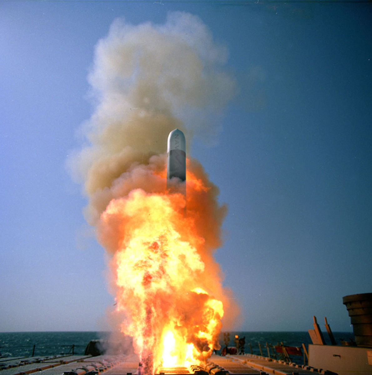 Launch of a Tactical Tomahawk cruise missile from USS Stethem