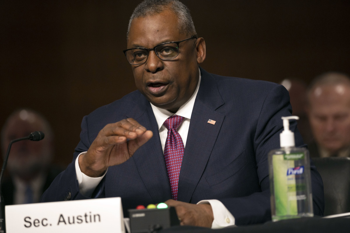 Secretary of Defense Lloyd J. Austin III provides testimony during a Senate Armed Services Committee hearing on the Defense Department’s fiscal year 2023 budget request in April, 2022.