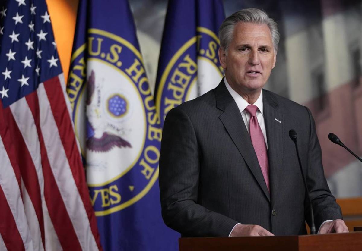 House Minority Leader Kevin McCarthy answers questions during a press conference at the U.S. Capitol on January 09, 2020 in Washington, DC. (Photo by Win McNamee/Getty Images)