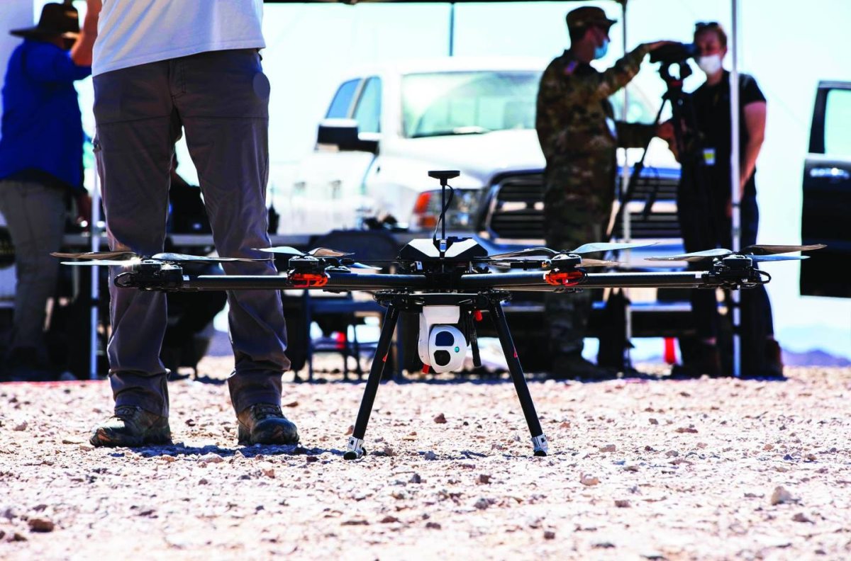 A TAROT drone conducts a practice run during the Project Convergence capstone event at Yuma Proving Ground, Ariz