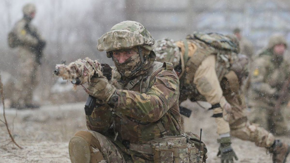 Ukrainian army reservists took part in exercises in December as tensions with Russia mounted
