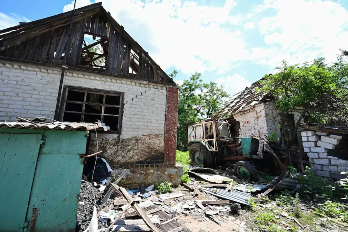 A farm struck by a Russian missile in eastern Ukraine, seen on July 13. (Miguel Medina/AFP/Getty Images)